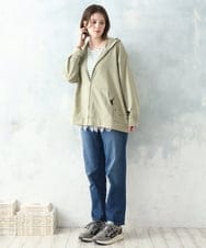 OLCDD04099 eur3(エウルキューブ) 【WEB先行販売】【大きいサイズ】ねこプリントパーカー カーキ