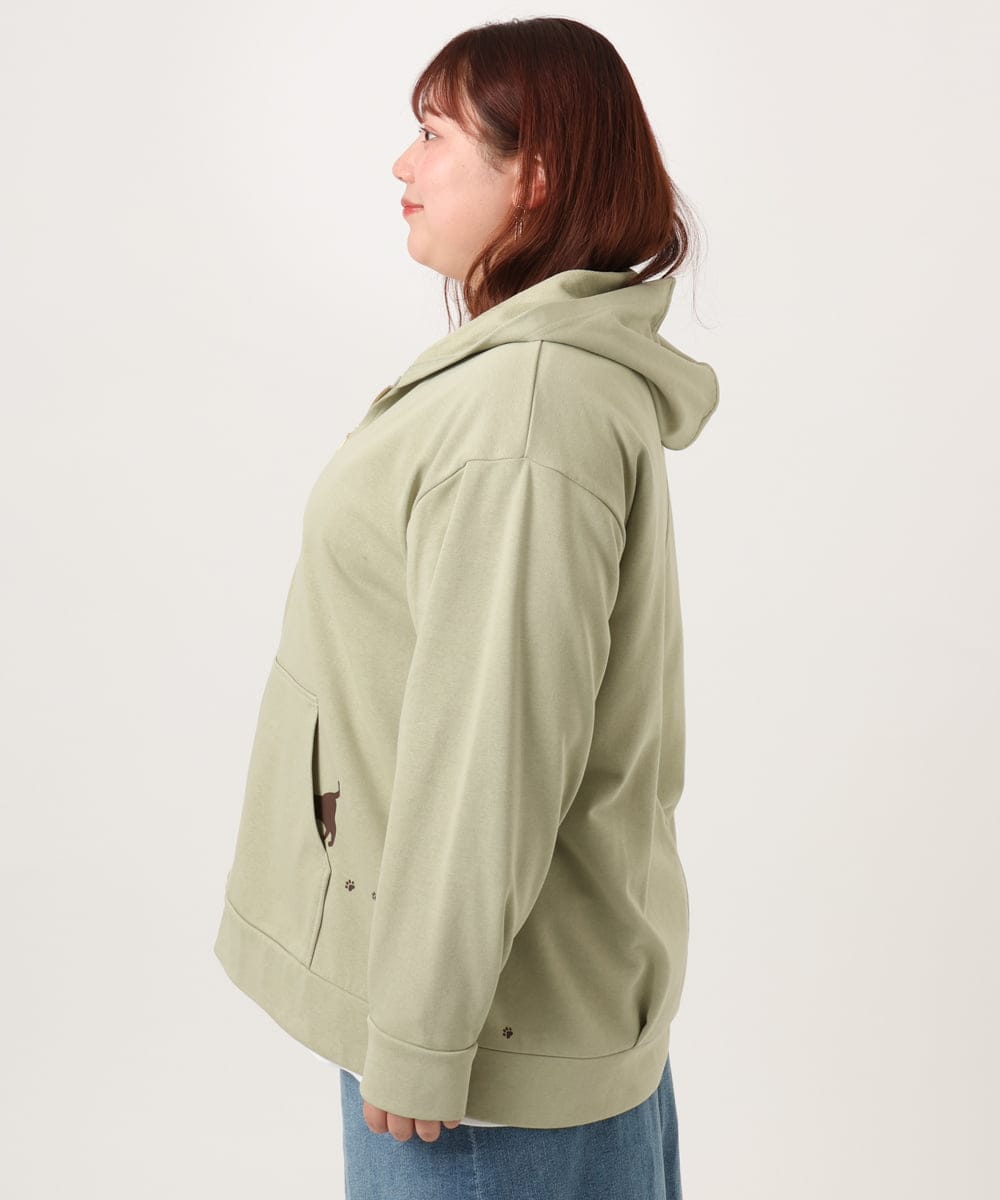 OLCDD04099 eur3(エウルキューブ) 【WEB先行販売】【大きいサイズ】ねこプリントパーカー カーキ