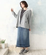 OLCDD04099 eur3(エウルキューブ) 【WEB先行販売】【大きいサイズ】ねこプリントパーカー ライトグレー