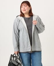 OLCDD04099 eur3(エウルキューブ) 【WEB先行販売】【大きいサイズ】ねこプリントパーカー ライトグレー