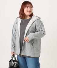 OLCDD04099 eur3(エウルキューブ) 【WEB先行販売】【大きいサイズ】ねこプリントパーカー ライトグレー