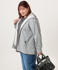 OLCDD04099 eur3(エウルキューブ) 【WEB先行販売】【大きいサイズ】ねこプリントパーカー ライトグレー