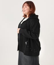 OLCDD04099 eur3(エウルキューブ) 【WEB先行販売】【大きいサイズ】ねこプリントパーカー ブラック