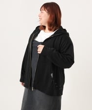 OLCDD04099 eur3(エウルキューブ) 【WEB先行販売】【大きいサイズ】ねこプリントパーカー ブラック