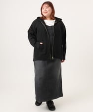 OLCDD04099 eur3(エウルキューブ) 【WEB先行販売】【大きいサイズ】ねこプリントパーカー ブラック