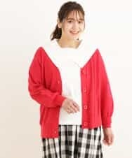 OLCDP01070 eur3(エウルキューブ) 【大きいサイズ】Vネックショートカーディガン レッド(05)