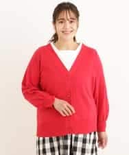 OLCDP01070 eur3(エウルキューブ) 【大きいサイズ】Vネックショートカーディガン レッド(05)