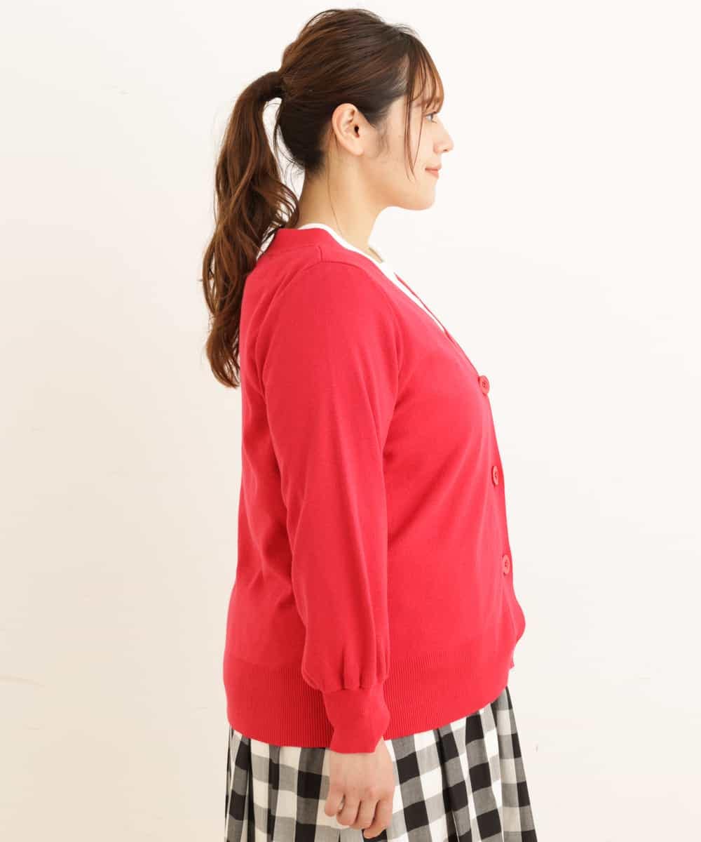 OLCDP01070 eur3(エウルキューブ) 【大きいサイズ】Vネックショートカーディガン レッド(05)