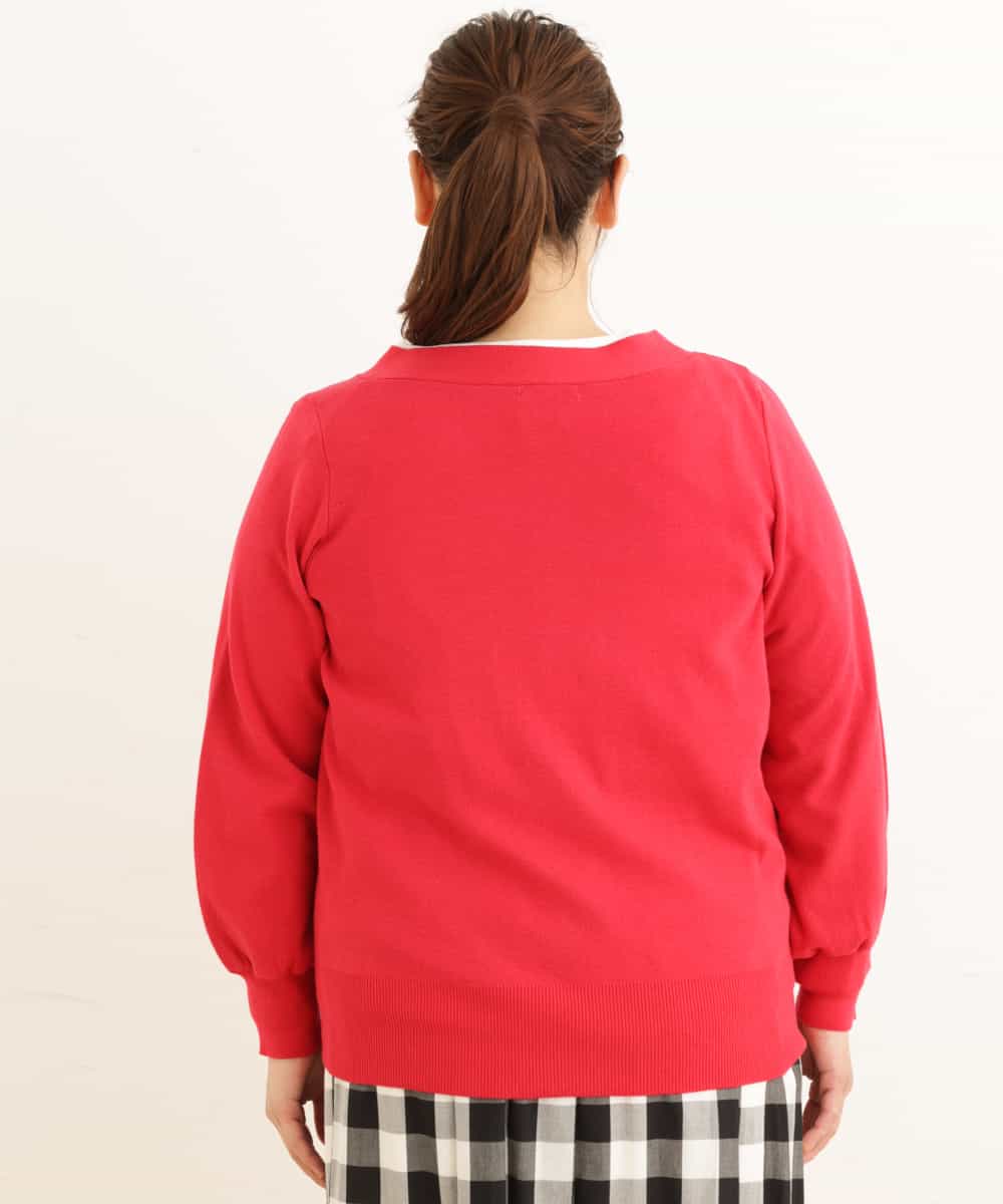OLCDP01070 eur3(エウルキューブ) 【大きいサイズ】Vネックショートカーディガン レッド(05)