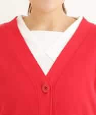 OLCDP01070 eur3(エウルキューブ) 【大きいサイズ】Vネックショートカーディガン レッド(05)