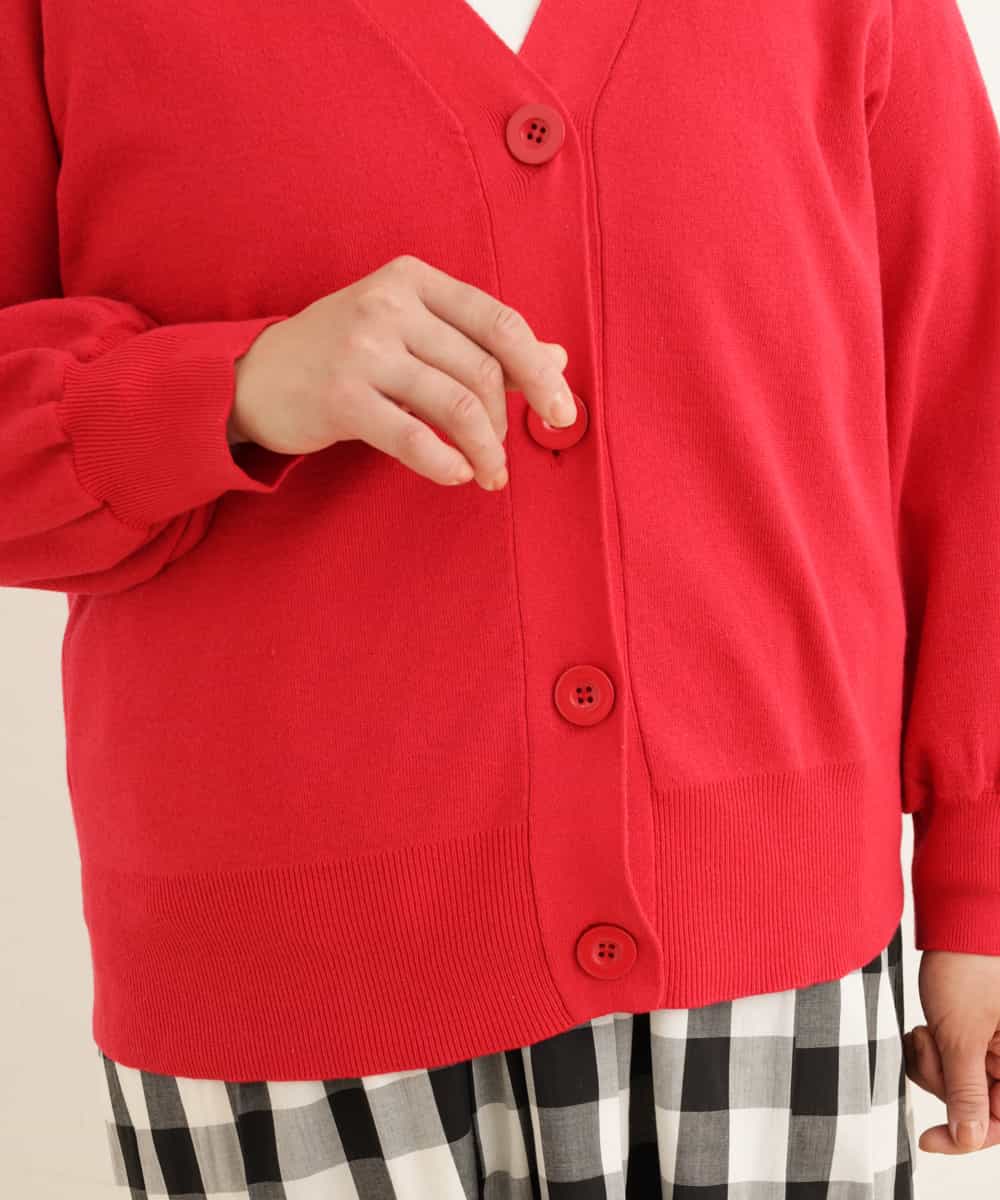 OLCDP01070 eur3(エウルキューブ) 【大きいサイズ】Vネックショートカーディガン レッド(05)