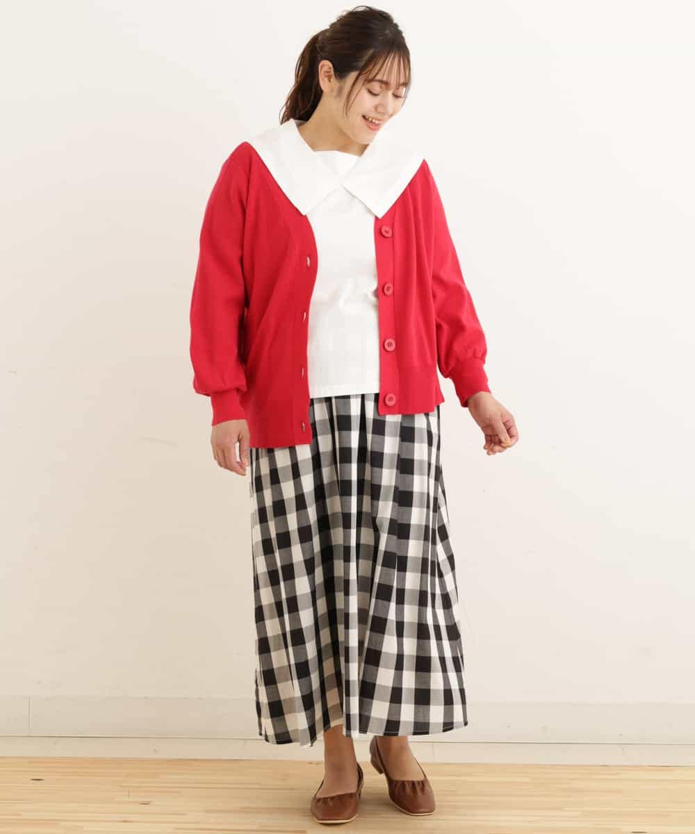 OLCDP01070 eur3(エウルキューブ) 【大きいサイズ】Vネックショートカーディガン レッド(05)