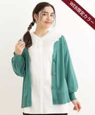 OLCDP01070 eur3(エウルキューブ) 【大きいサイズ】Vネックショートカーディガン グリーン(35)（WEB限定カラー）