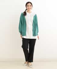 OLCDP01070 eur3(エウルキューブ) 【大きいサイズ】Vネックショートカーディガン グリーン(35)（WEB限定カラー）