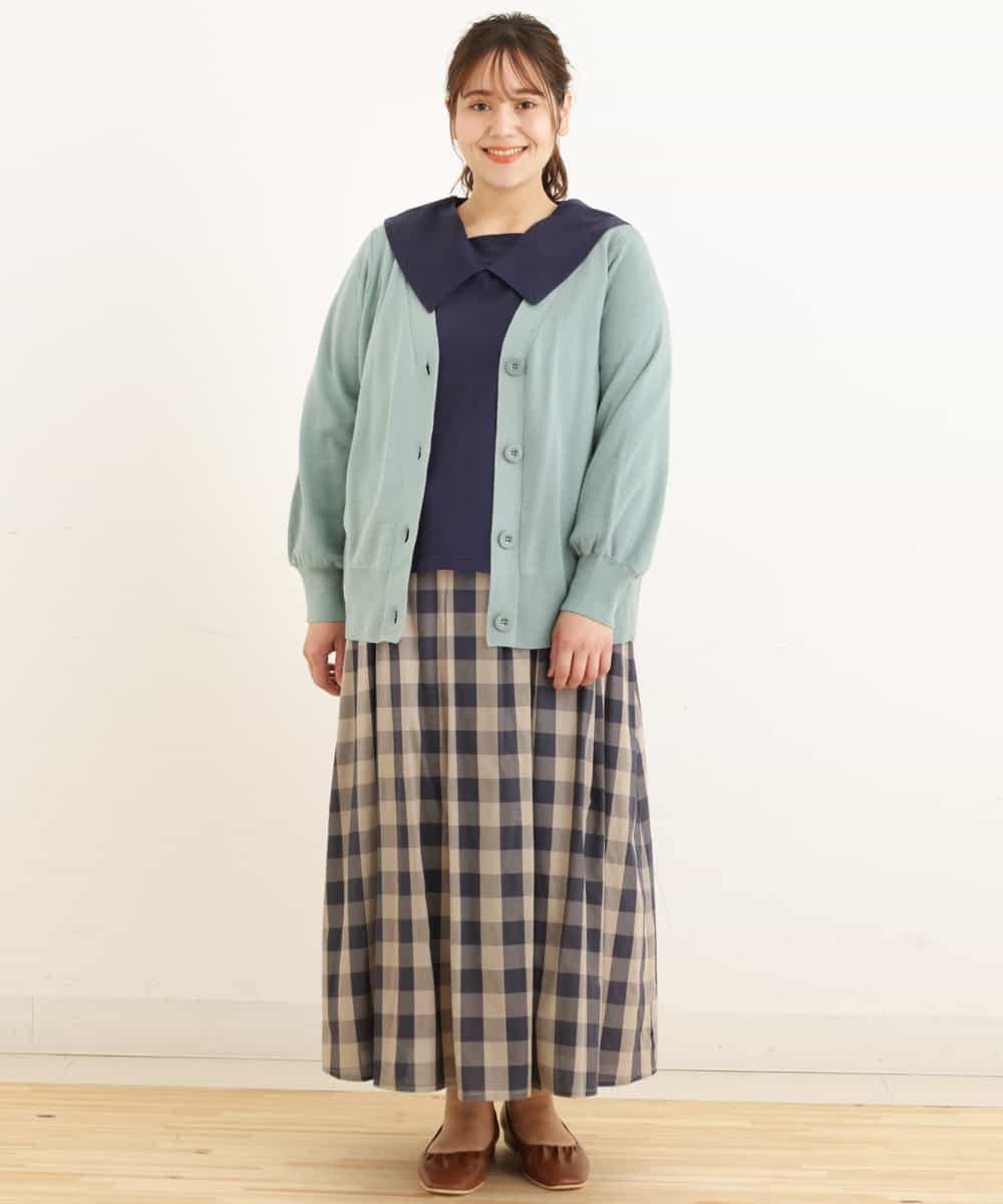 OLCDP01070 eur3(エウルキューブ) 【大きいサイズ】Vネックショートカーディガン ライトブルー(50)