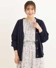 OLCDP01070 eur3(エウルキューブ) 【大きいサイズ】Vネックショートカーディガン ネイビー(57)
