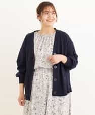 OLCDP01070 eur3(エウルキューブ) 【大きいサイズ】Vネックショートカーディガン ネイビー(57)