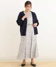 OLCDP01070 eur3(エウルキューブ) 【大きいサイズ】Vネックショートカーディガン ネイビー(57)