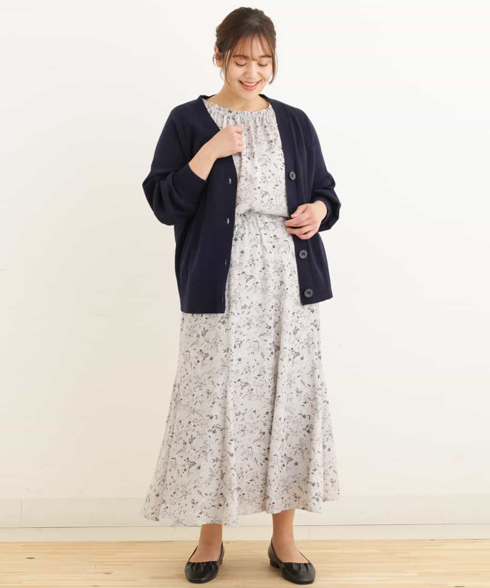 OLCDP01070 eur3(エウルキューブ) 【大きいサイズ】Vネックショートカーディガン ネイビー(57)