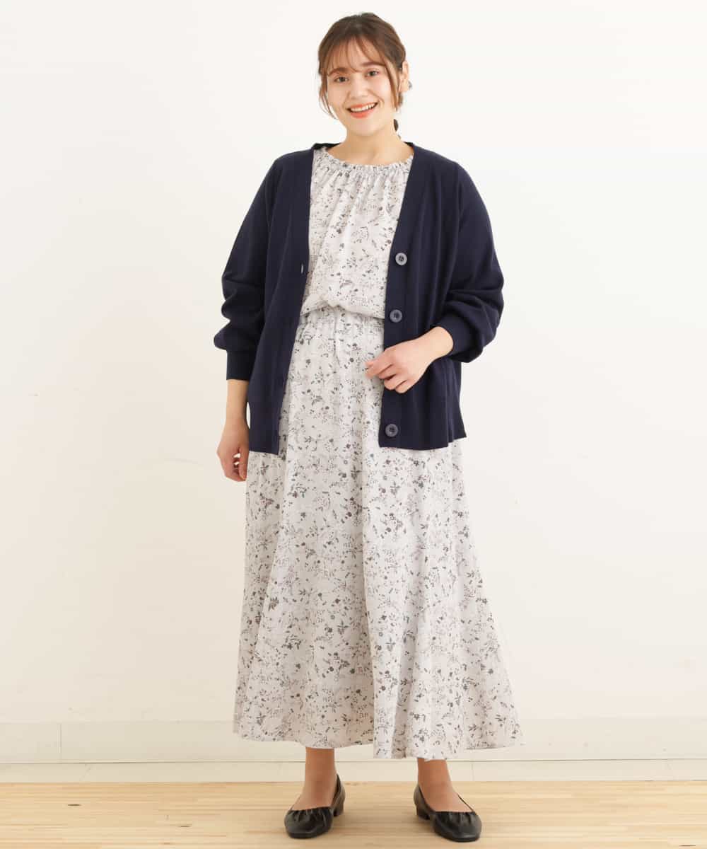 OLCDP01070 eur3(エウルキューブ) 【大きいサイズ】Vネックショートカーディガン ネイビー(57)