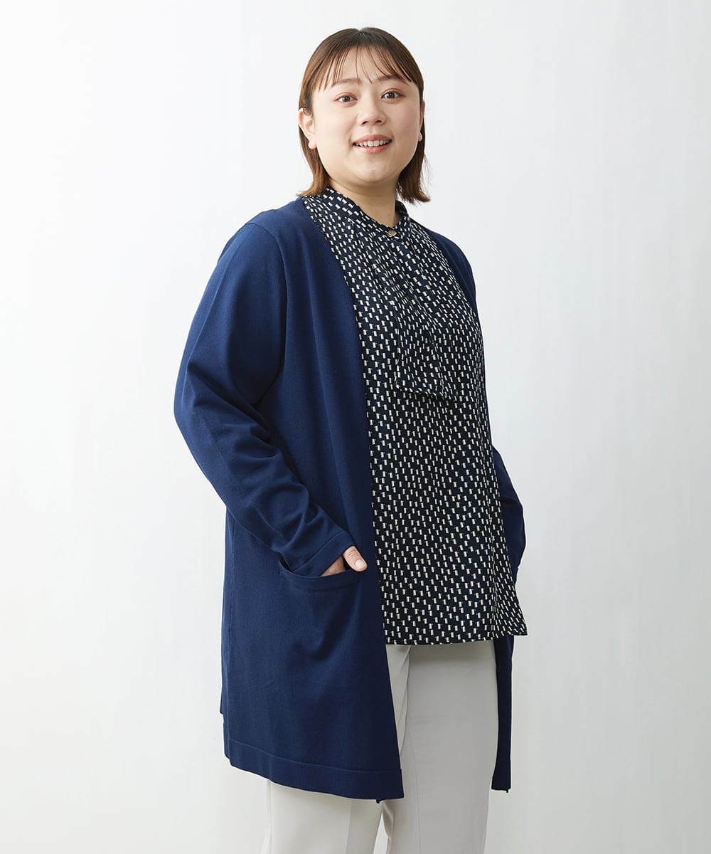 OLCDS02090 eur3(エウルキューブ) 【大きいサイズ】ベーシックロングカーディガン ネイビー(57)