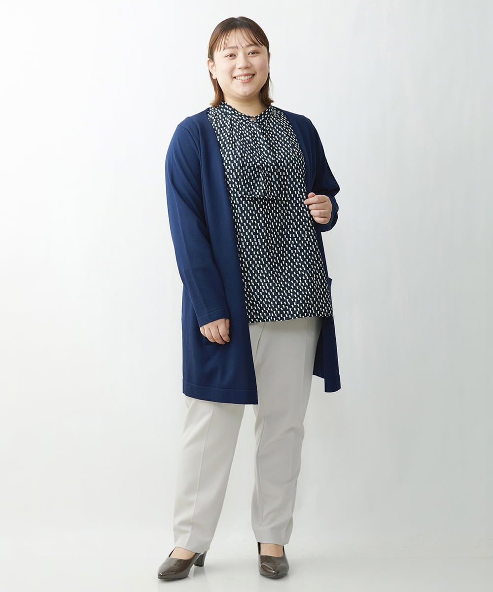 OLCDS02090 eur3(エウルキューブ) 【大きいサイズ】ベーシックロングカーディガン ネイビー(57)