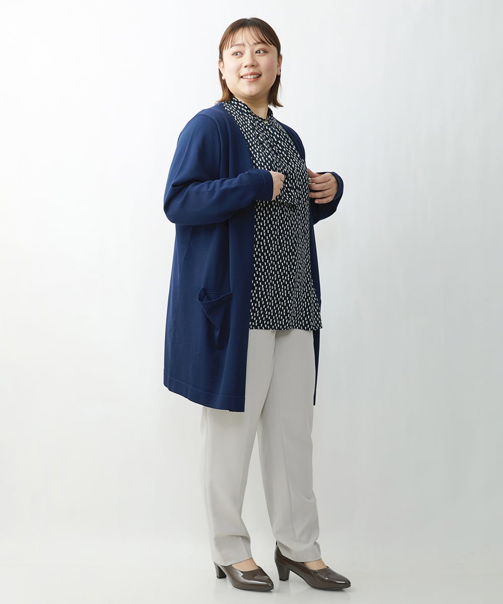 OLCDS02090 eur3(エウルキューブ) 【大きいサイズ】ベーシックロングカーディガン ネイビー(57)