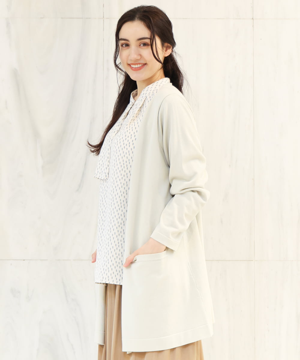OLCDS02090 eur3(エウルキューブ) 【大きいサイズ】ベーシックロングカーディガン ライトグレー(91)