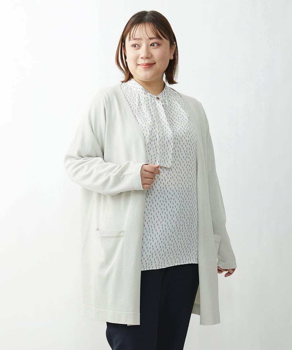 OLCDS02090 eur3(エウルキューブ) 【大きいサイズ】ベーシックロングカーディガン ライトグレー(91)