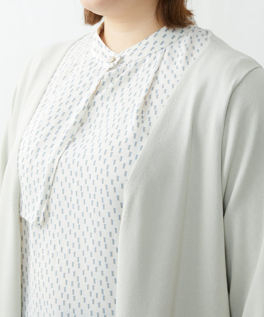OLCDS02090 eur3(エウルキューブ) 【大きいサイズ】ベーシックロングカーディガン ライトグレー(91)