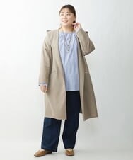 OLCDS07090 eur3(エウルキューブ) 【大きいサイズ】フーディーロングライトアウター ベージュ(82)