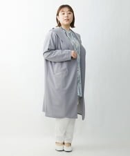 OLCDS07090 eur3(エウルキューブ) 【大きいサイズ】フーディーロングライトアウター ライトグレー(91)