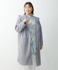 OLCDS07090 eur3(エウルキューブ) 【大きいサイズ】フーディーロングライトアウター ライトグレー(91)