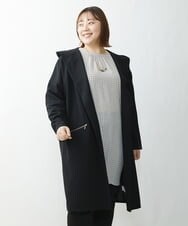 OLCDS07090 eur3(エウルキューブ) 【大きいサイズ】フーディーロングライトアウター ブラック(94)