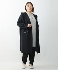 OLCDS07090 eur3(エウルキューブ) 【大きいサイズ】フーディーロングライトアウター ブラック(94)