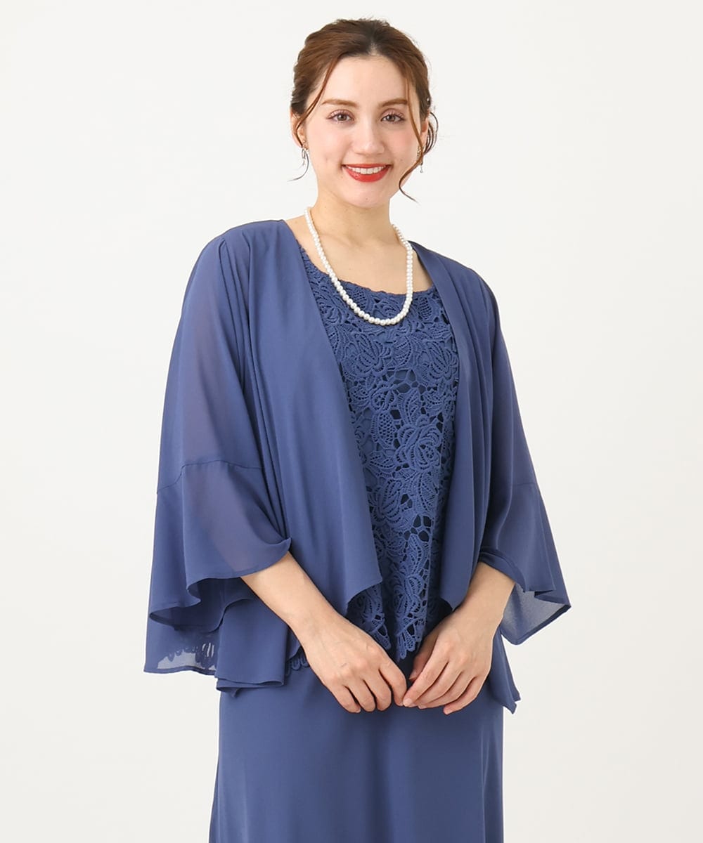 OLCEA05099 eur3(エウルキューブ) 【大きいサイズ】ジョーゼットボレロ ブルー(55)