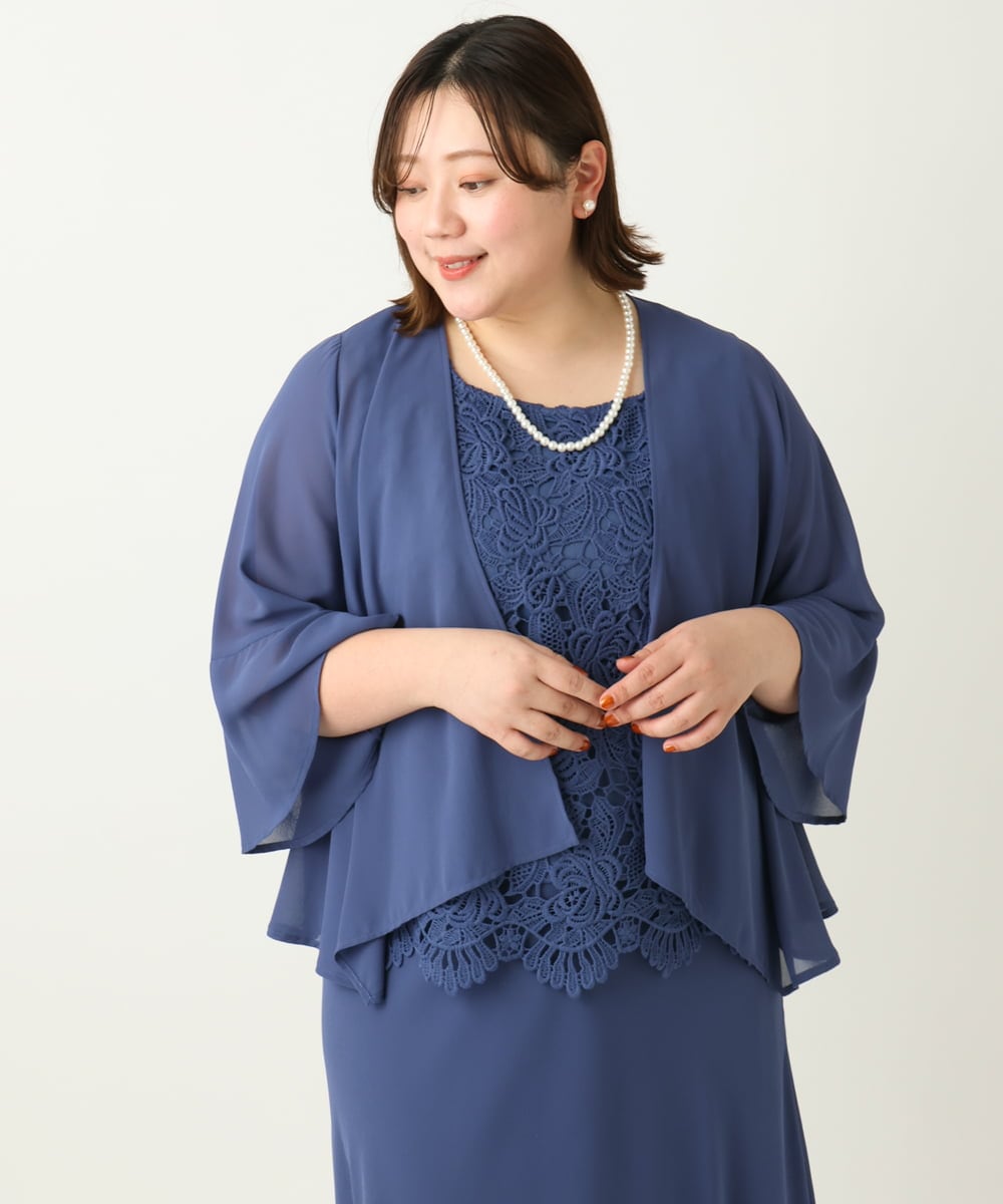 OLCEA05099 eur3(エウルキューブ) 【大きいサイズ】ジョーゼットボレロ ブルー(55)