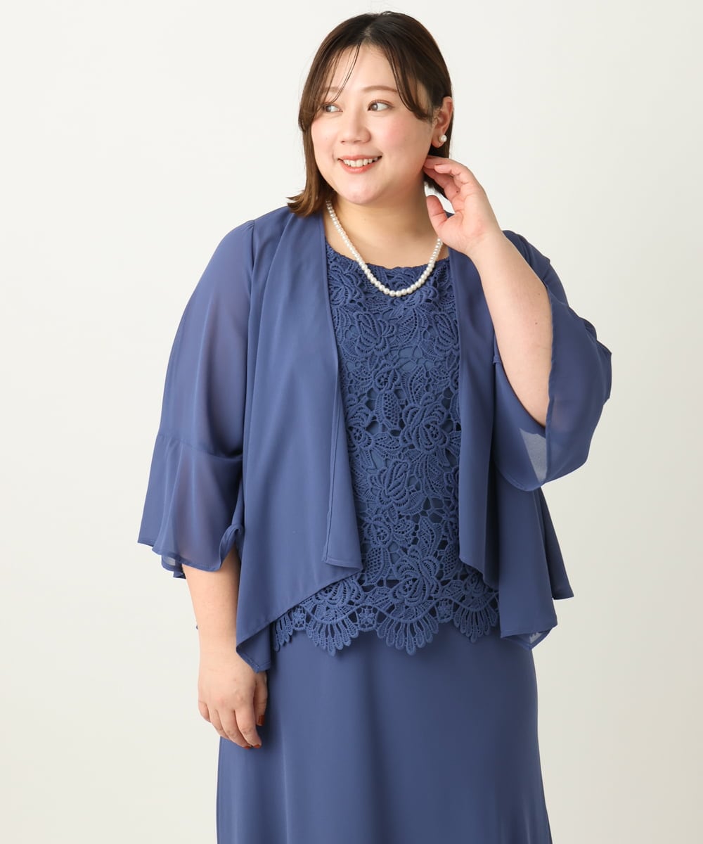 OLCEA05099 eur3(エウルキューブ) 【大きいサイズ】ジョーゼットボレロ ブルー(55)