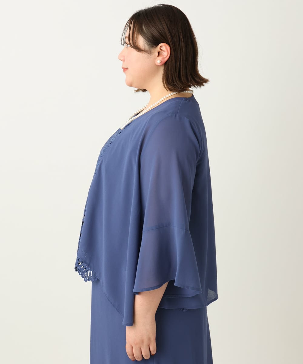 OLCEA05099 eur3(エウルキューブ) 【大きいサイズ】ジョーゼットボレロ ブルー(55)
