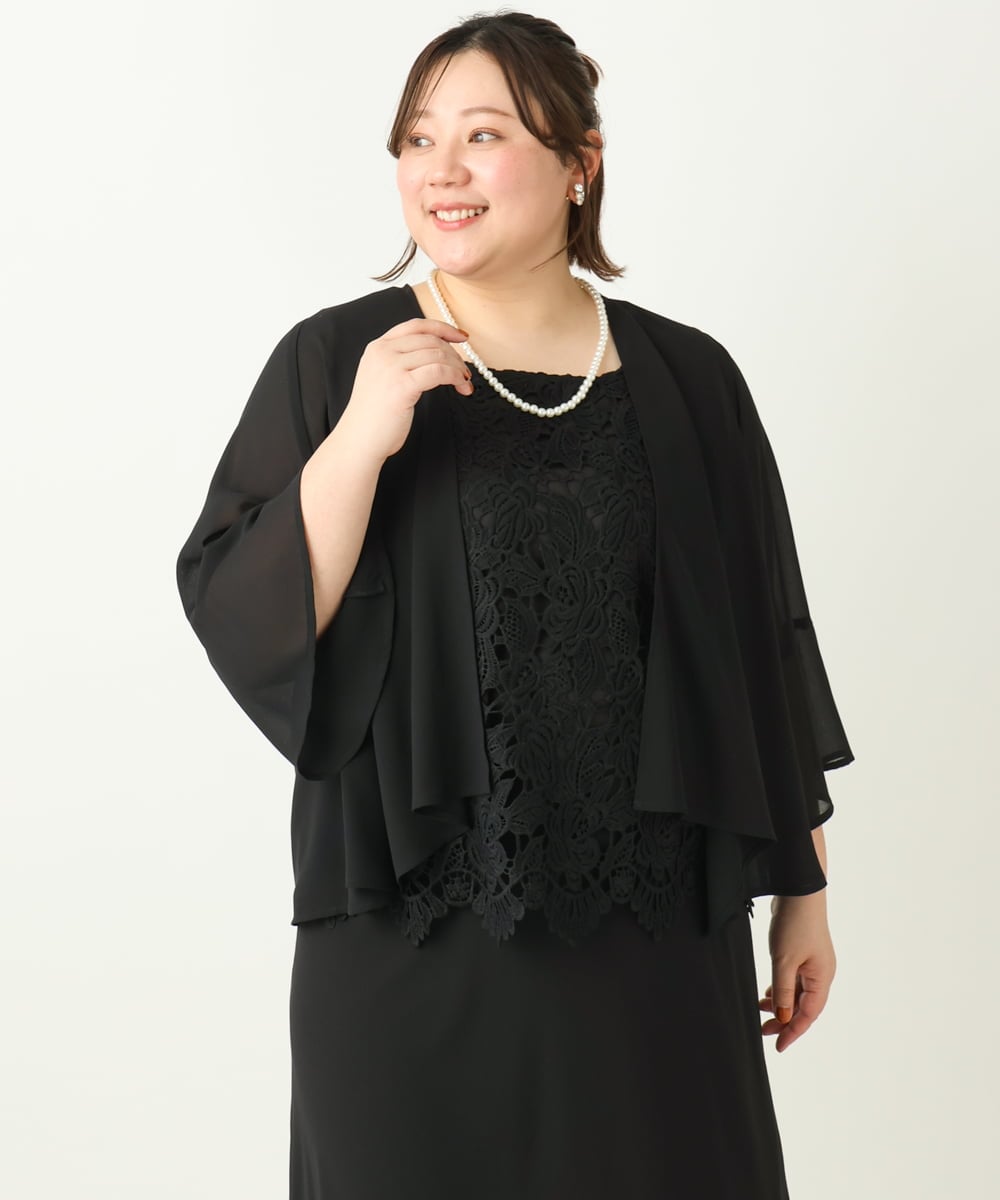 OLCEA05099 eur3(エウルキューブ) 【大きいサイズ】ジョーゼットボレロ ブラック(94)