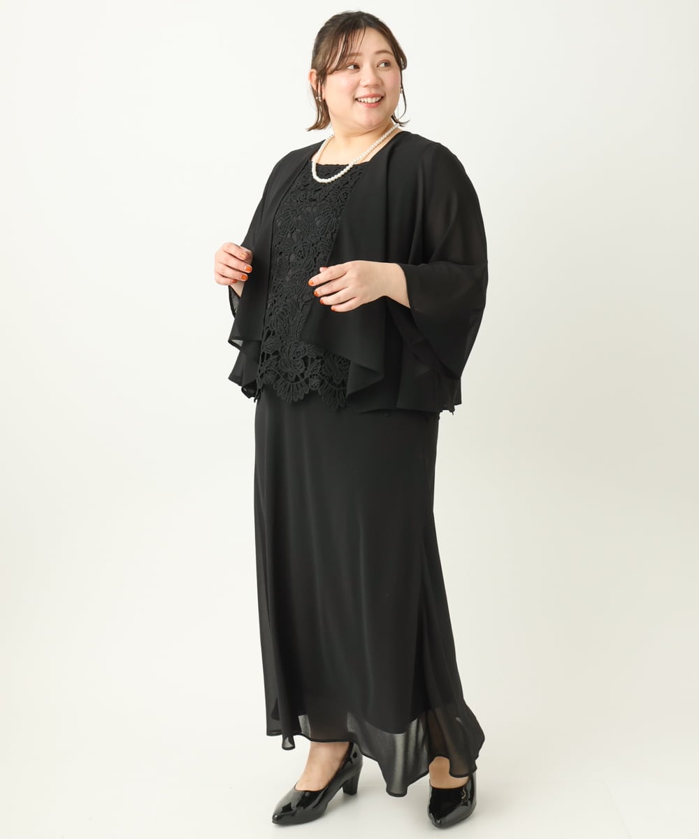 OLCEA05099 eur3(エウルキューブ) 【大きいサイズ】ジョーゼットボレロ ブラック(94)