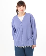 OLCED05099 eur3(エウルキューブ) 【WEB先行販売】【大きいサイズ】Vネックボクシーカーディガン ライトブルー