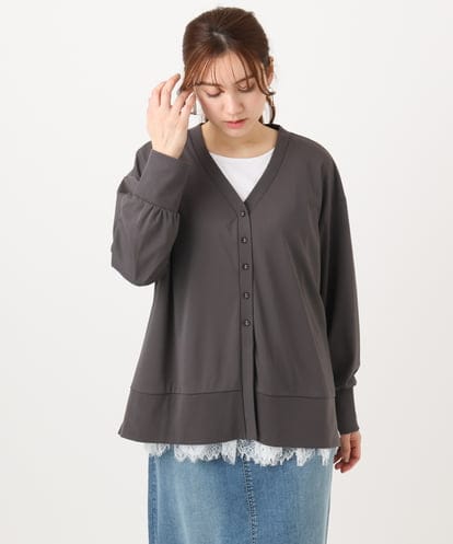 OLCED05099 eur3 【WEB先行販売】【大きいサイズ】Vネックボクシーカーディガン