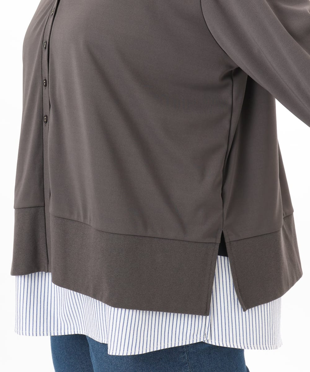 OLCED05099 eur3(エウルキューブ) 【WEB先行販売】【大きいサイズ】Vネックボクシーカーディガン ダークグレー