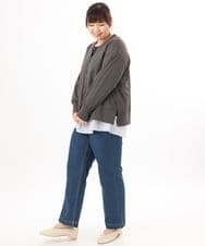 OLCED05099 eur3(エウルキューブ) 【WEB先行販売】【大きいサイズ】Vネックボクシーカーディガン ダークグレー