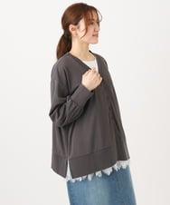 OLCED05099 eur3(エウルキューブ) 【WEB先行販売】【大きいサイズ】Vネックボクシーカーディガン ダークグレー