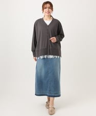 OLCED05099 eur3(エウルキューブ) 【WEB先行販売】【大きいサイズ】Vネックボクシーカーディガン ダークグレー