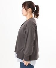 OLCED05099 eur3(エウルキューブ) 【WEB先行販売】【大きいサイズ】Vネックボクシーカーディガン ダークグレー