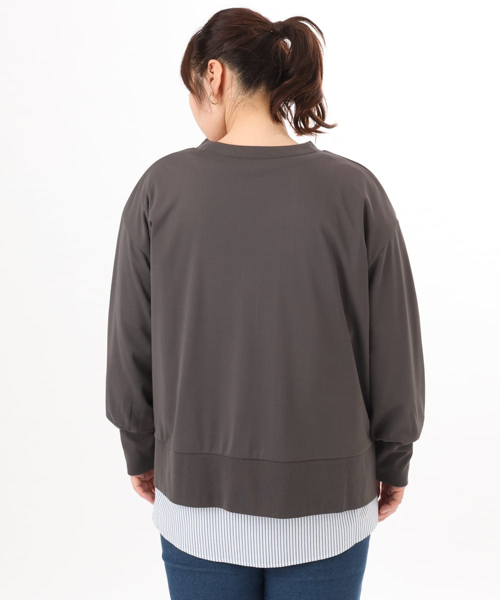 OLCED05099 eur3(エウルキューブ) 【WEB先行販売】【大きいサイズ】Vネックボクシーカーディガン ダークグレー