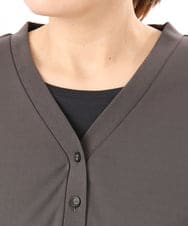 OLCED05099 eur3(エウルキューブ) 【WEB先行販売】【大きいサイズ】Vネックボクシーカーディガン ダークグレー